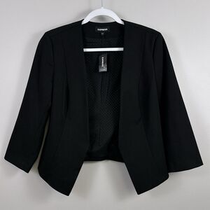New Express Blazer Women's Size 10 Stretch Black Lined Jacket Open Front Career